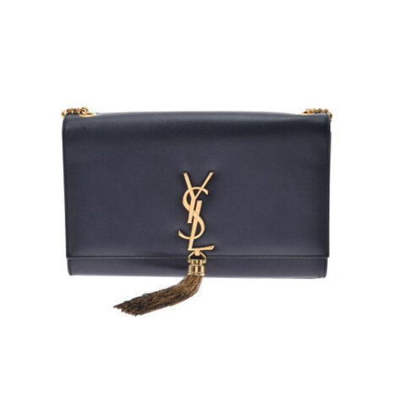 SAINT LAURENT Kate Chain Shoulder Fringe Black Calf Bag - Picture 1 of 12